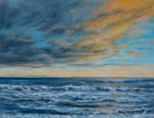 Original art for sale at UGallery.com | Ocean Evening by Olena Nabilsky | $475 | oil painting | 11' h x 14' w | photo 1