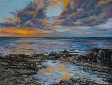 oil painting by Olena Nabilsky titled Reef at Sunset