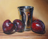Original art for sale at UGallery.com | Plums and a Silver Cup by Art Tatin | $375 | oil painting | 8' h x 10' w | thumbnail 1