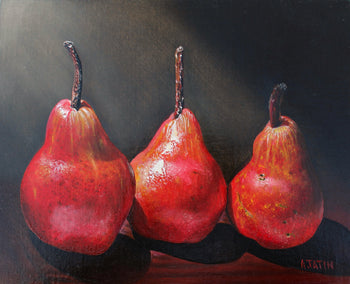oil painting by Art Tatin titled Red Pears