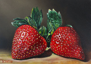 Original art for sale at UGallery.com | Two Strawberries by Art Tatin | $325 | oil painting | 6' h x 8' w | photo 1