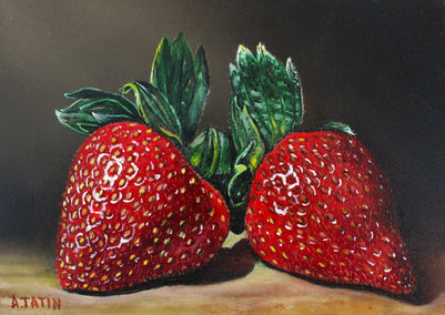 oil painting by Art Tatin titled Two Strawberries