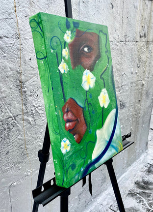 Original art for sale at UGallery.com | Green Orchid by Asha Hanna | $475 | acrylic painting | 17.5' h x 11.5' w | photo 2