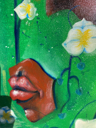 Original art for sale at UGallery.com | Green Orchid by Asha Hanna | $475 | acrylic painting | 17.5' h x 11.5' w | photo 3