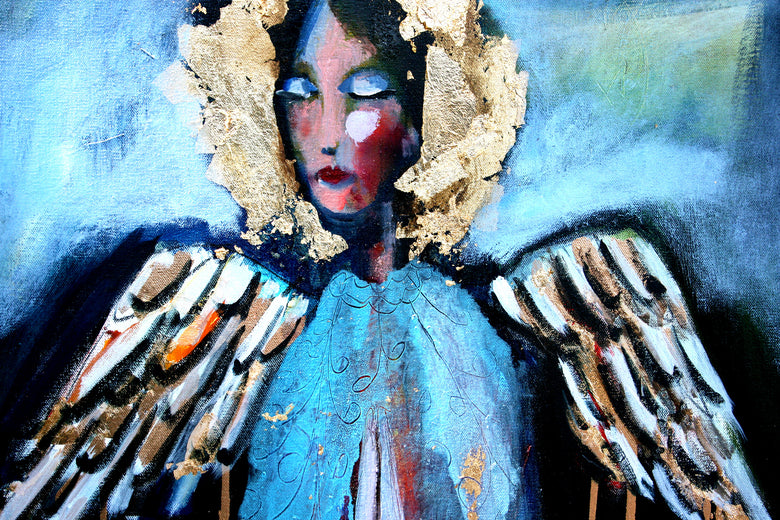 A Sky Blue Blur Angel by Scott Dykema |  Side View of Artwork 