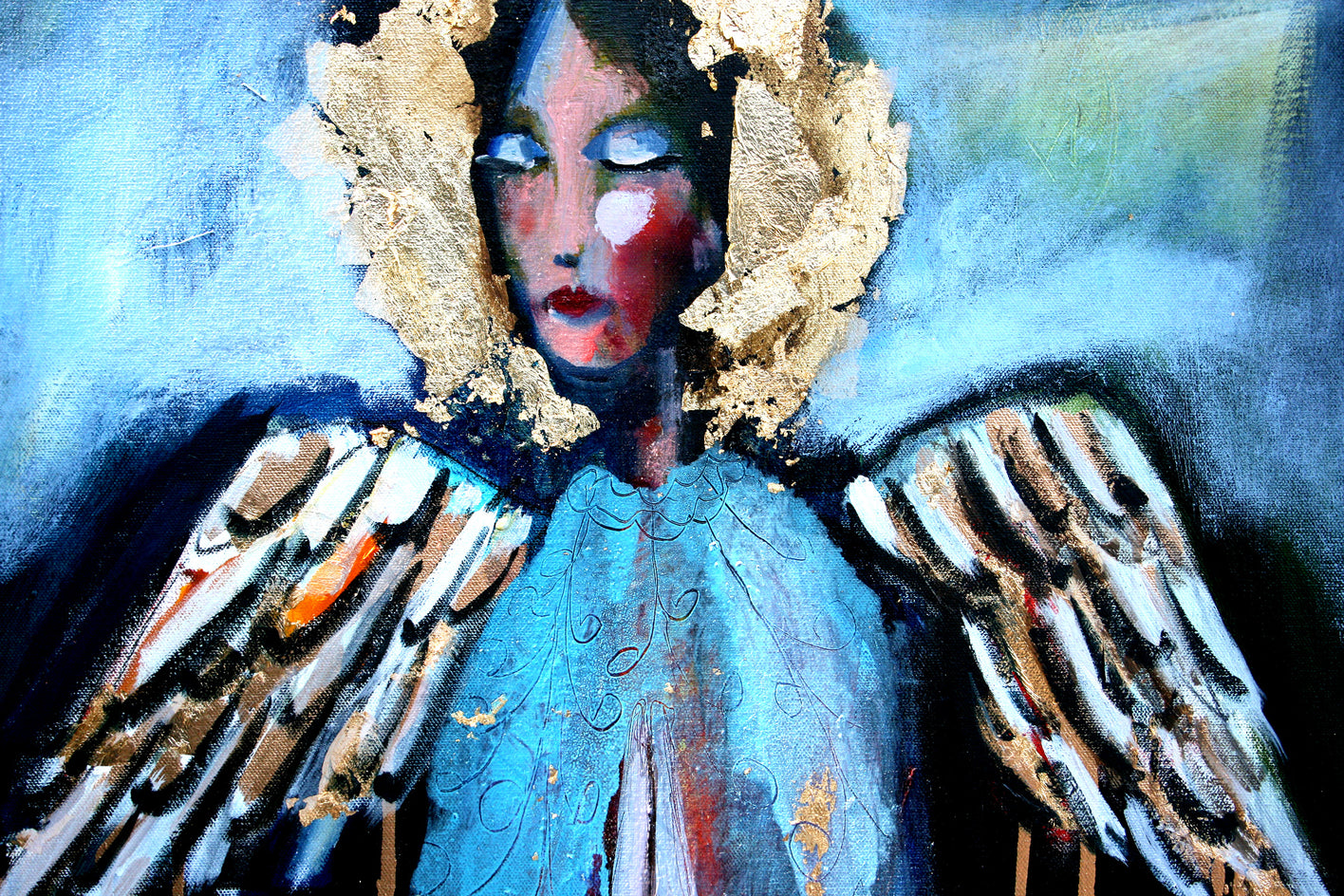 A Sky Blue Blur Angel by Scott Dykema |  Side View of Artwork 