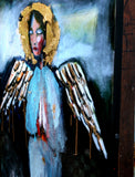 Original art for sale at UGallery.com | A Sky Blue Blur Angel by Scott Dykema | $2,100 | mixed media artwork | 36' h x 24' w | thumbnail 4