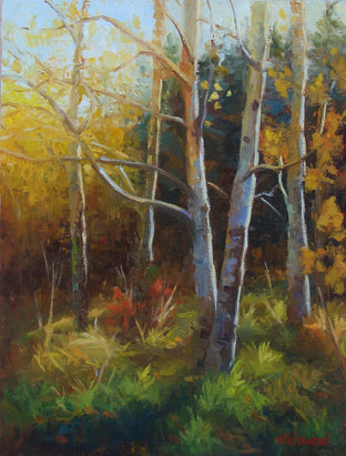 Original art for sale at UGallery.com | Aspens in Golden Light by Sherri Aldawood | $525 | oil painting | 16' h x 12' w | photo 1