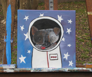 Original art for sale at UGallery.com | Astro Dog 1 by Andrea Doss | $375 | acrylic painting | 12' h x 12' w | photo 3