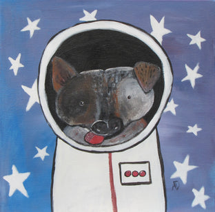Original art for sale at UGallery.com | Astro Dog 1 by Andrea Doss | $375 | acrylic painting | 12' h x 12' w | photo 1