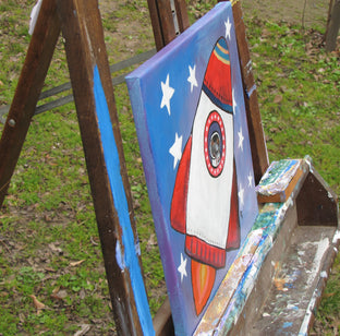 Astro Dog 2 by Andrea Doss |   Closeup View of Artwork 