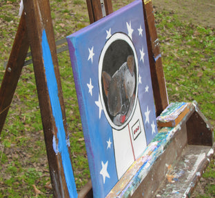 Original art for sale at UGallery.com | Astro Dog 1 by Andrea Doss | $375 | acrylic painting | 12' h x 12' w | photo 2