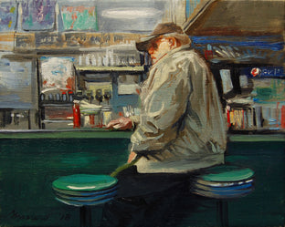Original art for sale at UGallery.com | At the Counter by Onelio Marrero | $500 | oil painting | 8' h x 10' w | photo 1