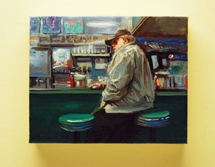 Original art for sale at UGallery.com | At the Counter by Onelio Marrero | $500 | oil painting | 8' h x 10' w | photo 3