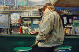 Original art for sale at UGallery.com | At the Counter by Onelio Marrero | $500 | oil painting | 8' h x 10' w | photo 4