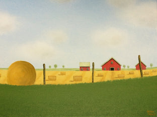 Original art for sale at UGallery.com | Bales in a Summer Field by Sharon France | $625 | acrylic painting | 12' h x 12' w | photo 4