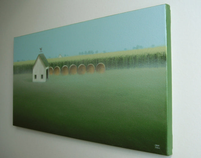 Bales by the Old Farm Shed by Sharon France |  Side View of Artwork 