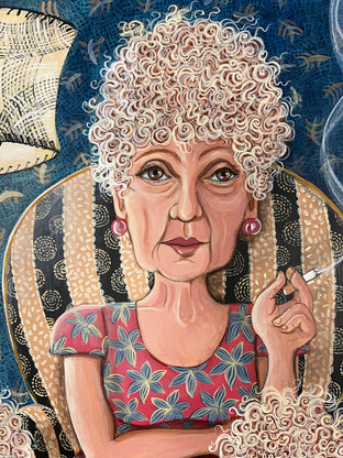 Mimi in the Chair, Smoking by Johansen Newman |   Closeup View of Artwork 
