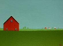 Original art for sale at UGallery.com | Red Barn on an Overcast Day by Sharon France | $725 | acrylic painting | 12' h x 16' w | thumbnail 2