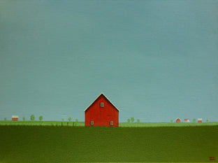 Original art for sale at UGallery.com | Red Barn on an Overcast Day by Sharon France | $725 | acrylic painting | 12' h x 16' w | photo 1