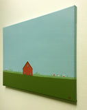 Original art for sale at UGallery.com | Red Barn on an Overcast Day by Sharon France | $725 | acrylic painting | 12' h x 16' w | thumbnail 4