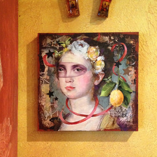 Original art for sale at UGallery.com | Behind the Mask by Darlene McElroy | $350 | mixed media artwork | 8' h x 8' w | photo 3