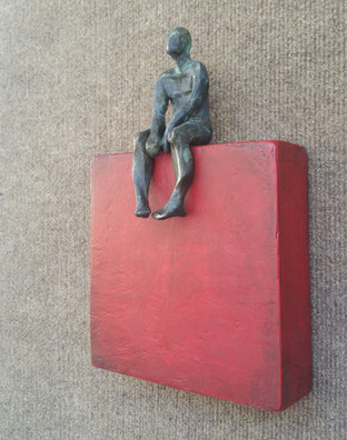Original art for sale at UGallery.com | Small Being Sitting on Red (U-08) by Yelitza Diaz | $475 | sculpture | 11' h x 7' w | photo 2