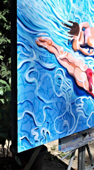 Original art for sale at UGallery.com | Water Romp by Benjamin Thomas | $3,000 | acrylic painting | 35' h x 51' w | photo 2
