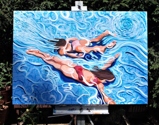 Original art for sale at UGallery.com | Water Romp by Benjamin Thomas | $3,000 | acrylic painting | 35' h x 51' w | photo 3