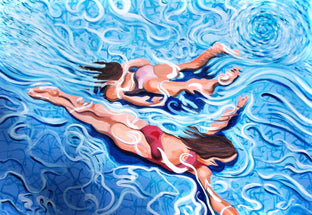 Original art for sale at UGallery.com | Water Romp by Benjamin Thomas | $3,000 | acrylic painting | 35' h x 51' w | photo 1