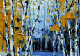 Original art for sale at UGallery.com | Birches in Blue by Lisa Elley | $300 | oil painting | 10' h x 10' w | thumbnail 2