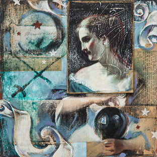 Original art for sale at UGallery.com | Black Magic Eight Ball by Darlene McElroy | $550 | mixed media artwork | 12' h x 12' w | photo 1