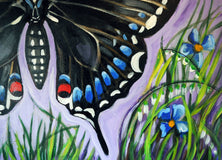 Original art for sale at UGallery.com | Black Butterfly by Kira Yustak | $975 | acrylic painting | 22' h x 28' w | thumbnail 4