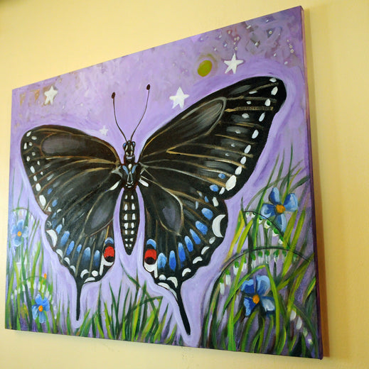 Black Butterfly by Kira Yustak - acrylic painting | UGallery