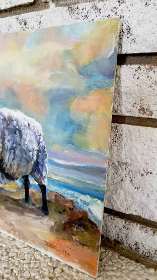 Original art for sale at UGallery.com | Black Faced Sheep, Devon by Jan Fontecchio Perley | $625 | oil painting | 12' h x 16' w | photo 2