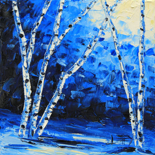 Blue Birches ll by Lisa Elley |   Closeup View of Artwork 