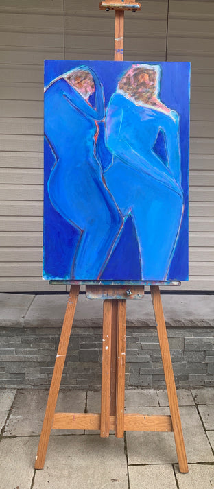 Original art for sale at UGallery.com | Blue Dance by Robin Okun | $1,150 | acrylic painting | 36' h x 24' w | photo 3