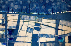 Original art for sale at UGallery.com | Blue Landscape II by Pat Forbes | $1,400 | acrylic painting | 24' h x 36' w | thumbnail 1
