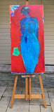 Original art for sale at UGallery.com | Blue Mermaid by Robin Okun | $2,000 | acrylic painting | 48' h x 24' w | thumbnail 3
