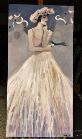 Original art for sale at UGallery.com | Blushing Woman with Bird by Mary Pratt | $2,525 | oil painting | 48' h x 24' w | photo 3