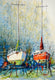 Original art for sale at UGallery.com | Boatyard Buddies 2 by Judy Mudd | $575 | watercolor painting | 15' h x 9' w | thumbnail 1