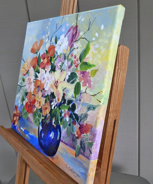 Original art for sale at UGallery.com | Bouquet in Blue Vase by Catherine McCargar | $650 | acrylic painting | 12' h x 12' w | photo 2