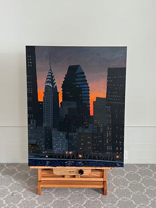 Original art for sale at UGallery.com | Chrysler Building at Sunset by Brian Callaghan | $1,175 | acrylic painting | 30' h x 24' w | photo 3