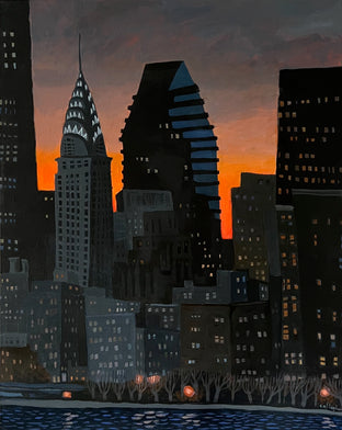 Original art for sale at UGallery.com | Chrysler Building at Sunset by Brian Callaghan | $1,175 | acrylic painting | 30' h x 24' w | photo 1