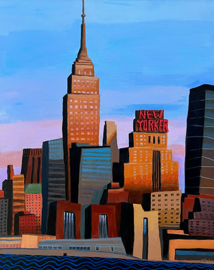 Original art for sale at UGallery.com | New Yorker and Empire State Building by Brian Callaghan | $1,175 | acrylic painting | 30' h x 24' w | photo 1