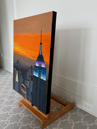 Original art for sale at UGallery.com | Empire State Building and an Orange Sky by Brian Callaghan | $1,175 | mixed media artwork | 30' h x 24' w | photo 2