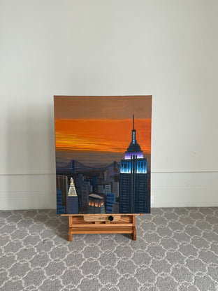 Original art for sale at UGallery.com | Empire State Building and an Orange Sky by Brian Callaghan | $1,175 | mixed media artwork | 30' h x 24' w | photo 3