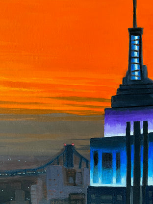 Original art for sale at UGallery.com | Empire State Building and an Orange Sky by Brian Callaghan | $1,175 | mixed media artwork | 30' h x 24' w | photo 4