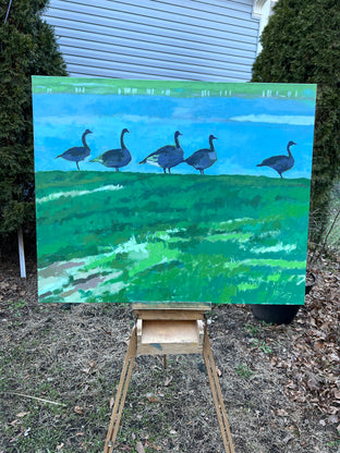 Original art for sale at UGallery.com | Five Geese by Brian McCarty | $675 | oil painting | 24' h x 30' w | photo 3