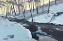 Original art for sale at UGallery.com | Winter River by Brian McCarty | $1,000 | oil painting | 24' h x 36' w | thumbnail 1